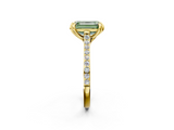 Yellow gold Fancy Green Emerald  Solitaire Diamond Engagement Ring with Pave Band and Six-Prong Setting_23
