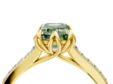 Yellow gold Fancy Green Emerald  Solitaire Diamond Engagement Ring with Pave Band and Six-Prong Setting_25