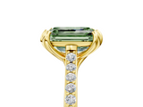 Yellow gold Fancy Green Emerald  Solitaire Diamond Engagement Ring with Pave Band and Six-Prong Setting_26