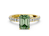 Yellow gold Fancy Green Emerald  Solitaire Diamond Pavé Band with Four-Prong Setting_28