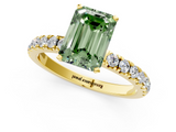 Yellow gold Fancy Green Emerald  Solitaire Diamond Pavé Band with Four-Prong Setting_29
