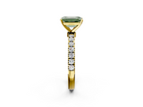 Yellow gold Fancy Green Emerald  Solitaire Diamond Pavé Band with Four-Prong Setting_30