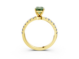 Yellow gold Fancy Green Emerald  Solitaire Diamond Pavé Band with Four-Prong Setting_31