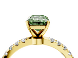 Yellow gold Fancy Green Emerald  Solitaire Diamond Pavé Band with Four-Prong Setting_32