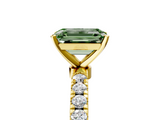 Yellow gold Fancy Green Emerald  Solitaire Diamond Pavé Band with Four-Prong Setting_33