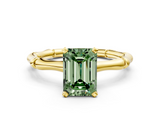 Yellow gold Fancy Green Emerald  Solitaire Diamond Ring with Bamboo Band and Four-Prong Setting_68