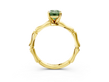 Yellow gold Fancy Green Emerald  Solitaire Diamond Ring with Bamboo Band and Four-Prong Setting_71