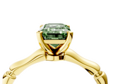 Yellow gold Fancy Green Emerald  Solitaire Diamond Ring with Bamboo Band and Four-Prong Setting_72