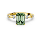 Yellow gold Fancy Green Emerald  Solitaire Diamond Ring with Bezel Set Side Stones and Prong Setting_3