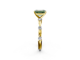 Yellow gold Fancy Green Emerald  Solitaire Diamond Ring with Bezel Set Side Stones and Prong Setting_5