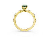 Yellow gold Fancy Green Emerald  Solitaire Diamond Ring with Bezel Set Side Stones and Prong Setting_6