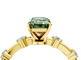 Yellow gold Fancy Green Emerald  Solitaire Diamond Ring with Bezel Set Side Stones and Prong Setting_7