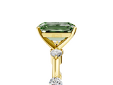 Yellow gold Fancy Green Emerald  Solitaire Diamond Ring with Bezel Set Side Stones and Prong Setting_8
