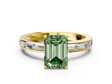 Yellow gold Fancy Green Emerald  Solitaire Diamond Ring with Channel-Set Baguette Band and Four-Prong Setting_84