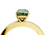 Yellow gold Fancy Green Emerald  Solitaire Diamond Ring with Channel-Set Baguette Band and Four-Prong Setting_88