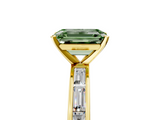 Yellow gold Fancy Green Emerald  Solitaire Diamond Ring with Channel-Set Baguette Band and Four-Prong Setting_89