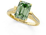 Yellow gold Fancy Green Emerald  Solitaire Diamond Ring with Channel Set Band and Bezel Prong Setting_57