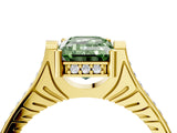 Yellow gold Fancy Green Emerald  Solitaire Diamond Ring with Channel Set Band and Bezel Prong Setting_60