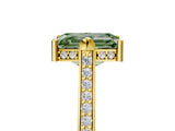 Yellow gold Fancy Green Emerald  Solitaire Diamond Ring with Channel Set Band and Bezel Prong Setting_61