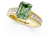 Yellow gold Fancy Green Emerald  Solitaire Diamond Ring with Channel-Set Band and Four-Prong Setting_4