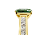 Yellow gold Fancy Green Emerald  Solitaire Diamond Ring with Channel-Set Band and Four-Prong Setting_8