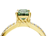 Yellow gold Fancy Green Emerald  Solitaire Diamond Ring with Channel Set Band and Six-Prong Setting_52