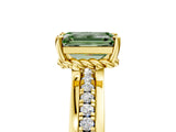 Yellow gold Fancy Green Emerald  Solitaire Diamond Ring with Channel Set Band and Six-Prong Setting_53