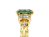 Yellow gold Fancy Green Emerald  Solitaire Diamond Ring with Filigree Band and Four-Prong Setting_64