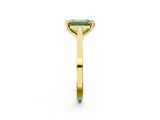 Yellow gold Fancy Green Emerald  Solitaire Diamond Ring with Four-Prong Setting and Tapered Band 2