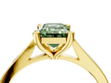 Yellow gold Fancy Green Emerald  Solitaire Diamond Ring with Four-Prong Setting and Tapered Band 4
