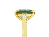 Yellow gold Fancy Green Emerald  Solitaire Diamond Ring with Four-Prong Setting and Tapered Band 5