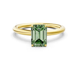 Yellow gold Fancy Green Emerald  Solitaire Diamond Ring with Four-Prong Setting on a Plain Band_20
