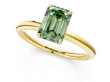 Yellow gold Fancy Green Emerald  Solitaire Diamond Ring with Four-Prong Setting on a Plain Band_21
