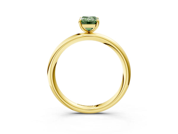 Yellow Gold Emerald Cut Low Set Solitaire Engagement Ring Setting for Fancy Green Center