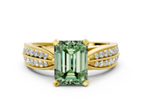Yellow gold Fancy Green Emerald  Solitaire Diamond Ring with Milgrain Pavé Band and Four-Prong Setting_36