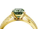 Yellow gold Fancy Green Emerald  Solitaire Diamond Ring with Milgrain Pavé Band and Four-Prong Setting_40