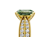 Yellow gold Fancy Green Emerald  Solitaire Diamond Ring with Milgrain Pavé Band and Four-Prong Setting_41