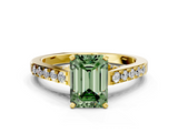 Yellow gold Fancy Green Emerald  Solitaire Diamond Ring with Pavé Band and Four-Prong Setting_85
