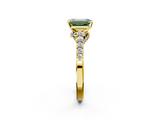Yellow gold Fancy Green Emerald  Solitaire Diamond Ring with Pavé Band and Four-Prong Setting_87