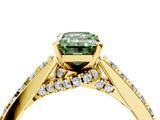 Yellow gold Fancy Green Emerald  Solitaire Diamond Ring with Pavé Band and Four-Prong Setting_89
