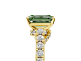 Yellow gold Fancy Green Emerald  Solitaire Diamond Ring with Pavé Band and Four-Prong Setting_90