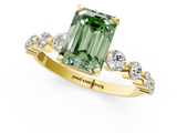 Yellow gold Fancy Green Emerald  Solitaire Diamond Ring with Pave Band and Four-Prong Setting_281