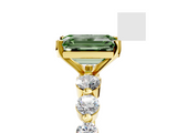 Yellow gold Fancy Green Emerald  Solitaire Diamond Ring with Pave Band and Four-Prong Setting_285