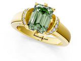 Yellow gold Fancy Green Emerald  Solitaire Diamond Ring with Pave Band and Six-Prong Setting_33