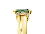 Yellow gold Fancy Green Emerald  Solitaire Diamond Ring with Pave Band and Six-Prong Setting_37