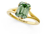 Yellow gold Fancy Green Emerald  Solitaire Diamond Ring with Six-Prong Setting and Tapered Band_17