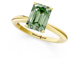 Yellow gold Fancy Green Emerald  Solitaire Diamond Ring with Six-Prong Setting on a Classic Band 1