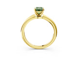 Yellow gold Fancy Green Emerald  Solitaire Diamond Ring with Six-Prong Setting on a Classic Band 3
