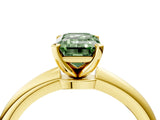 Yellow gold Fancy Green Emerald  Solitaire Diamond Ring with Six-Prong Setting on a Classic Band 4