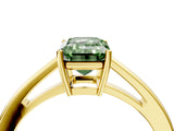 Yellow gold Fancy Green Emerald  Solitaire Diamond Ring with Split Shank and Four-Prong Setting_16